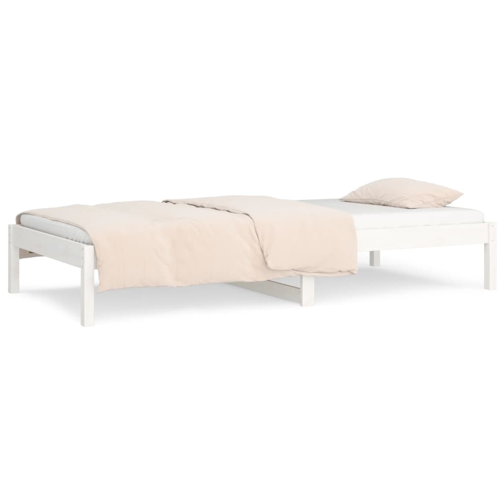 vidaXL Pat de zi Single, alb, 90x190 cm, lemn masiv de pin vidaXL Pat de zi Single, alb, 90x190 cm, lemn masiv de pin