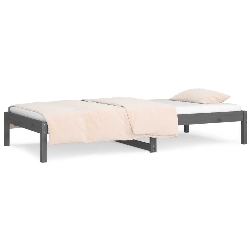 vidaXL Pat de zi Single, gri, 90x190 cm, lemn masiv de pin vidaXL Pat de zi Single, gri, 90x190 cm, lemn masiv de pin