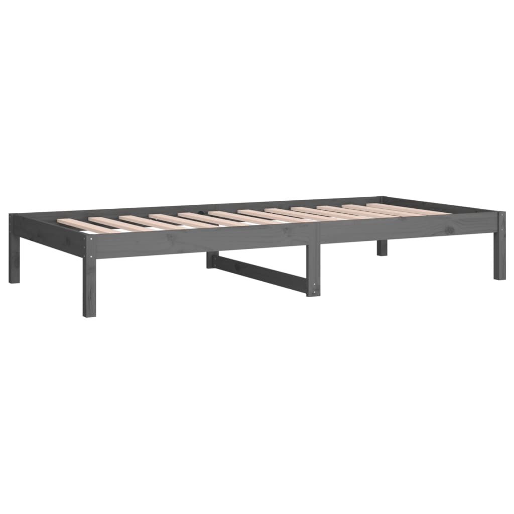 vidaXL Pat de zi Single, gri, 90x190 cm, lemn masiv de pin vidaXL Pat de zi Single, gri, 90x190 cm, lemn masiv de pin