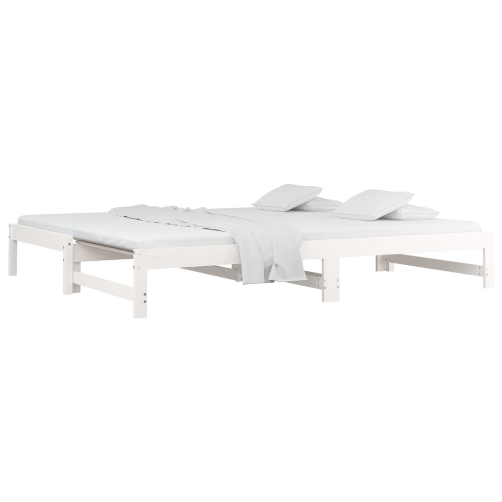 vidaXL Pat de zi extensibil, alb, 2x(90x200) cm, lemn masiv de pin