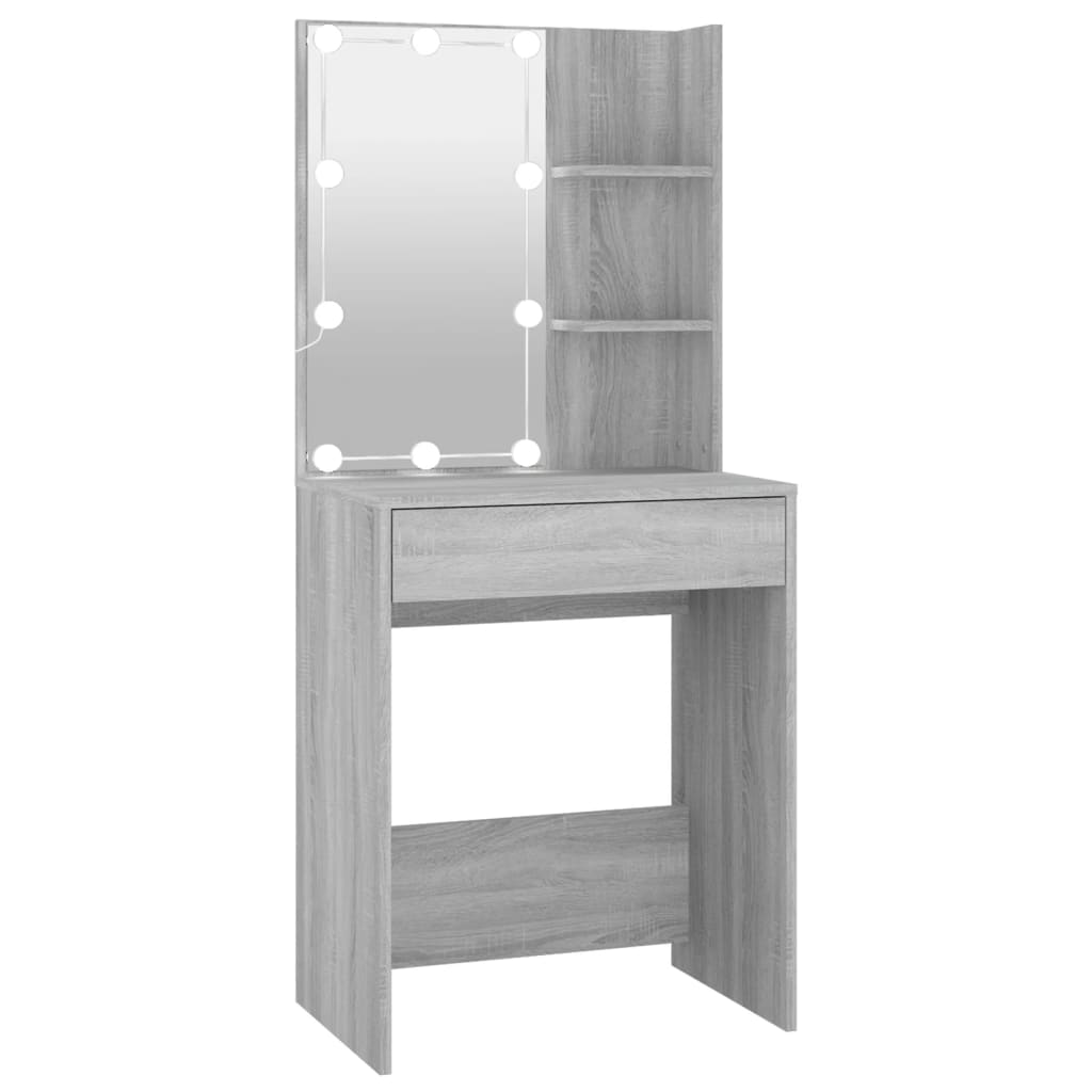 vidaXL Masă de toaletă cu LED, gri sonoma, 60x40x140 cm vidaXL Masă de toaletă cu LED, gri sonoma, 60x40x140 cm