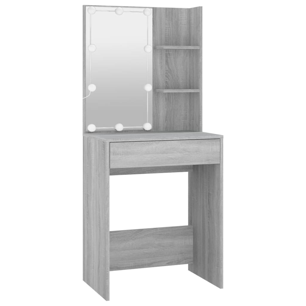 vidaXL Masă de toaletă cu LED, gri sonoma, 60x40x140 cm vidaXL Masă de toaletă cu LED, gri sonoma, 60x40x140 cm