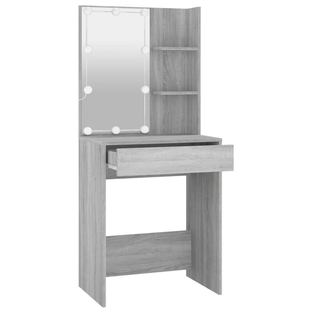 vidaXL Masă de toaletă cu LED, gri sonoma, 60x40x140 cm vidaXL Masă de toaletă cu LED, gri sonoma, 60x40x140 cm