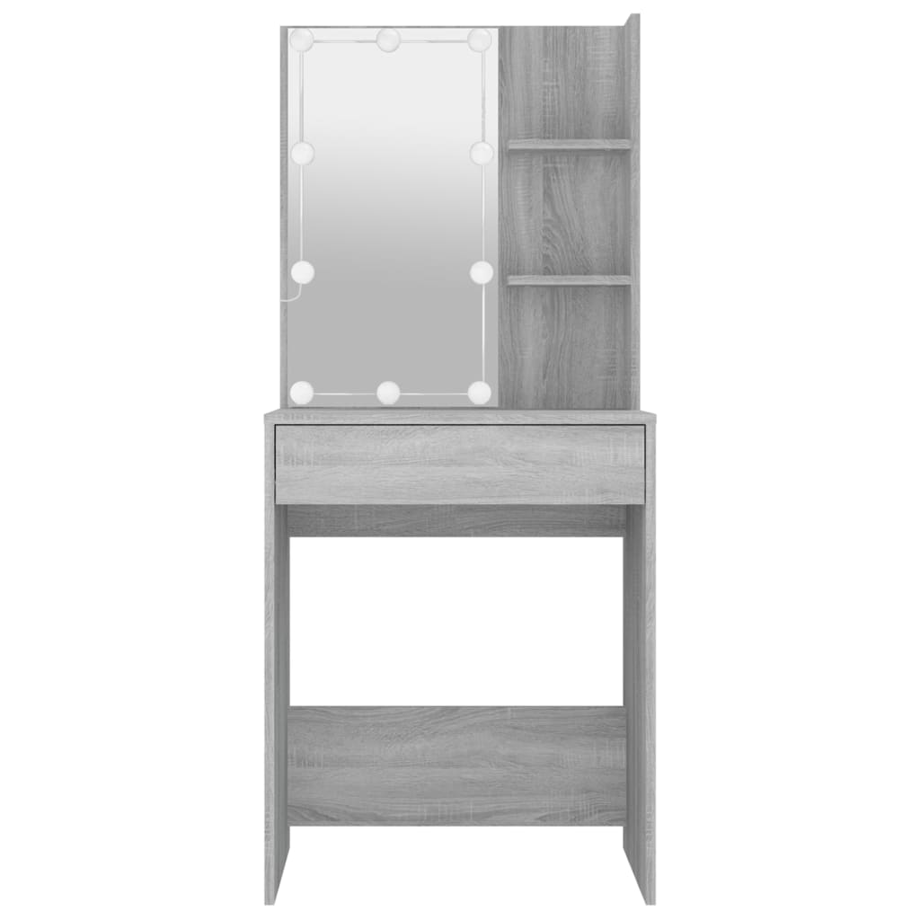 vidaXL Masă de toaletă cu LED, gri sonoma, 60x40x140 cm vidaXL Masă de toaletă cu LED, gri sonoma, 60x40x140 cm