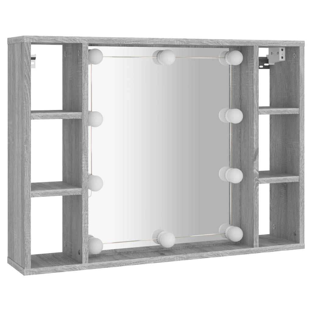 vidaXL Dulap cu oglindă și LED, gri sonoma, 76x15x55 cm vidaXL Dulap cu oglindă și LED, gri sonoma, 76x15x55 cm