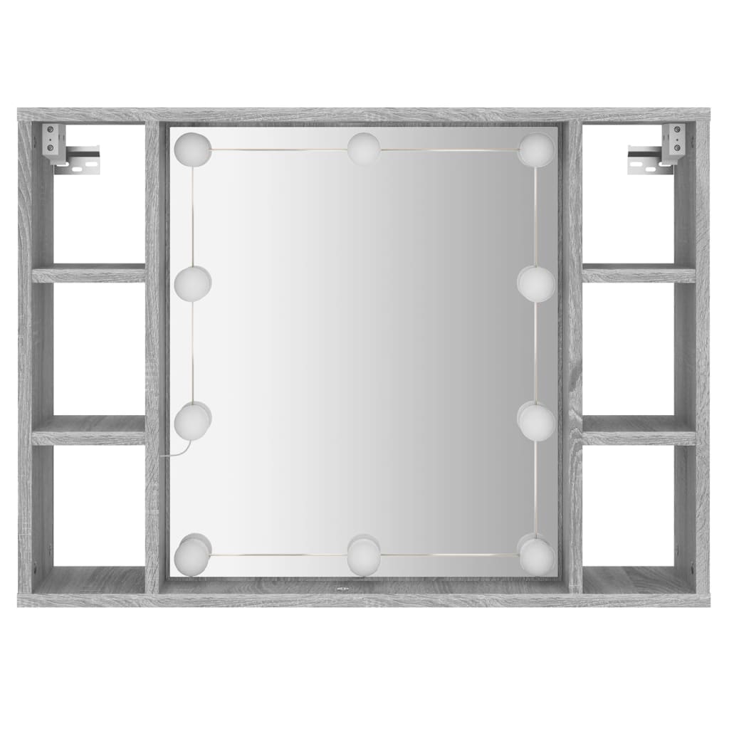vidaXL Dulap cu oglindă și LED, gri sonoma, 76x15x55 cm vidaXL Dulap cu oglindă și LED, gri sonoma, 76x15x55 cm