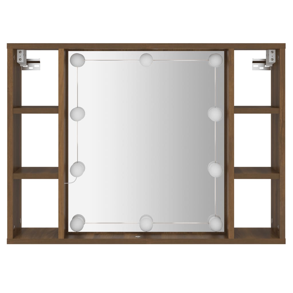vidaXL Dulap cu oglindă și LED, stejar maro, 76x15x55 cm vidaXL Dulap cu oglindă și LED, stejar maro, 76x15x55 cm