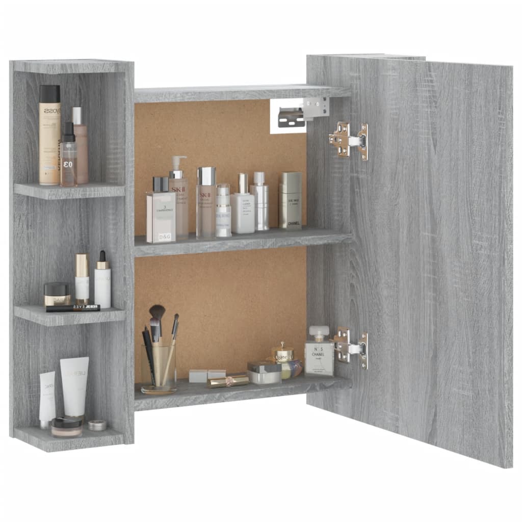 vidaXL Dulap cu oglindă și LED, gri sonoma, 70x16,5x60 cm vidaXL Dulap cu oglindă și LED, gri sonoma, 70x16,5x60 cm
