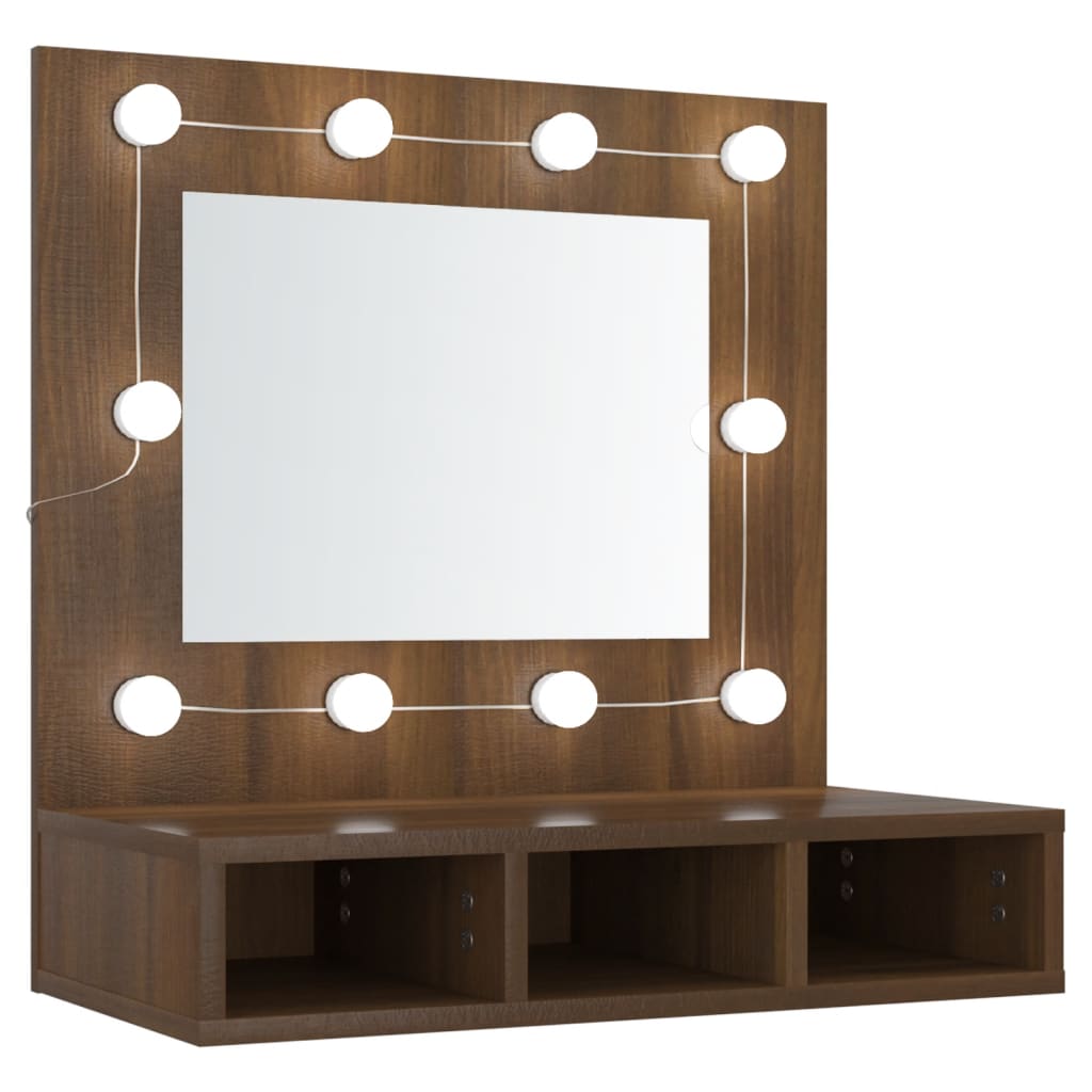 vidaXL Dulap cu oglindă și LED, stejar maro, 60x31,5x62 cm vidaXL Dulap cu oglindă și LED, stejar maro, 60x31,5x62 cm