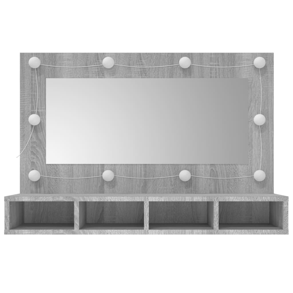 vidaXL Dulap cu oglindă și LED, gri sonoma, 90x31,5x62 cm vidaXL Dulap cu oglindă și LED, gri sonoma, 90x31,5x62 cm