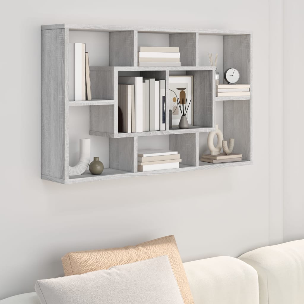 vidaXL Raft de perete, sonoma gri, 85x16x52,5 cm, lemn compozit vidaXL Raft de perete, sonoma gri, 85x16x52,5 cm, lemn compozit
