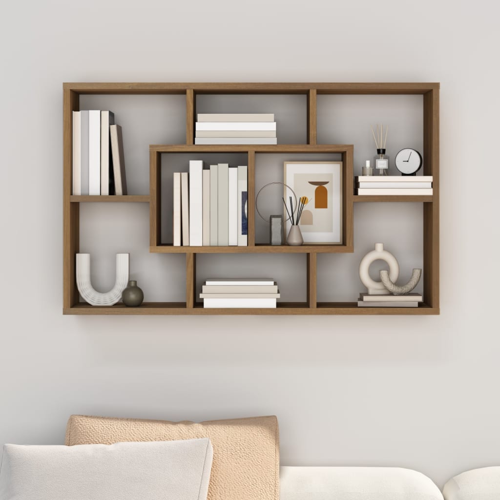 vidaXL Raft de perete, stejar maro, 85x16x52,5 cm, lemn compozit