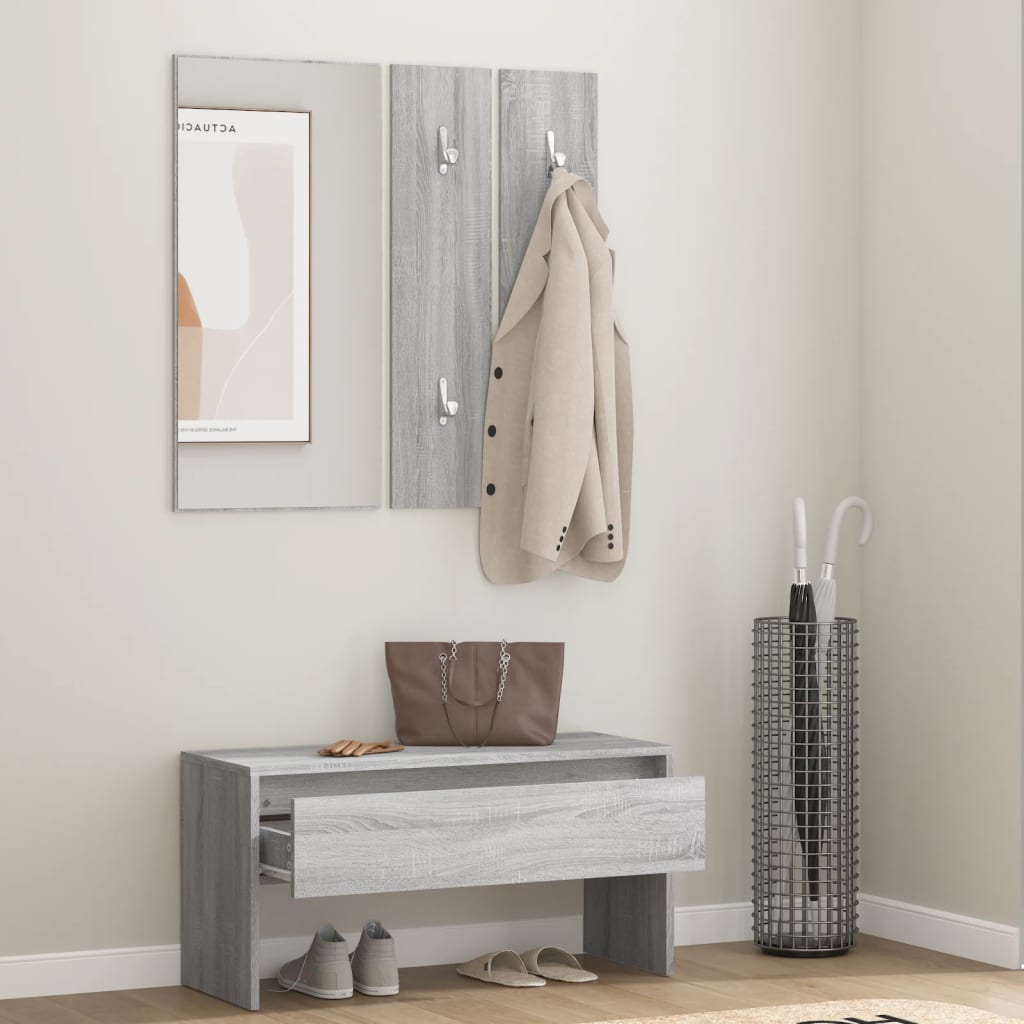 vidaXL Set de mobilier pentru hol, gri sonoma, lemn prelucrat vidaXL Set de mobilier pentru hol, gri sonoma, lemn prelucrat