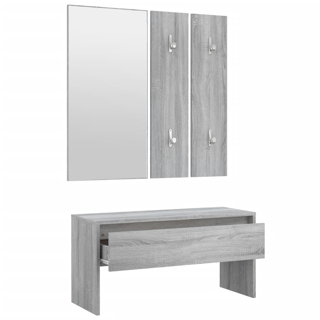 vidaXL Set de mobilier pentru hol, gri sonoma, lemn prelucrat vidaXL Set de mobilier pentru hol, gri sonoma, lemn prelucrat
