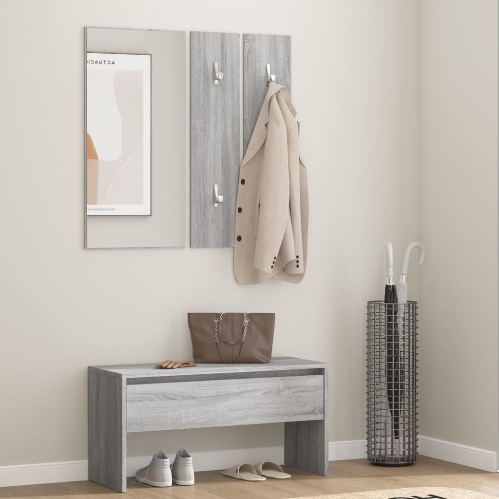 vidaXL Set de mobilier pentru hol, gri sonoma, lemn prelucrat vidaXL Set de mobilier pentru hol, gri sonoma, lemn prelucrat