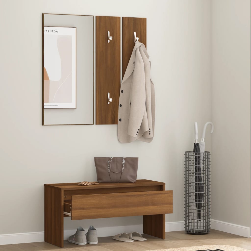 vidaXL Set de mobilier pentru hol, stejar maro, lemn prelucrat