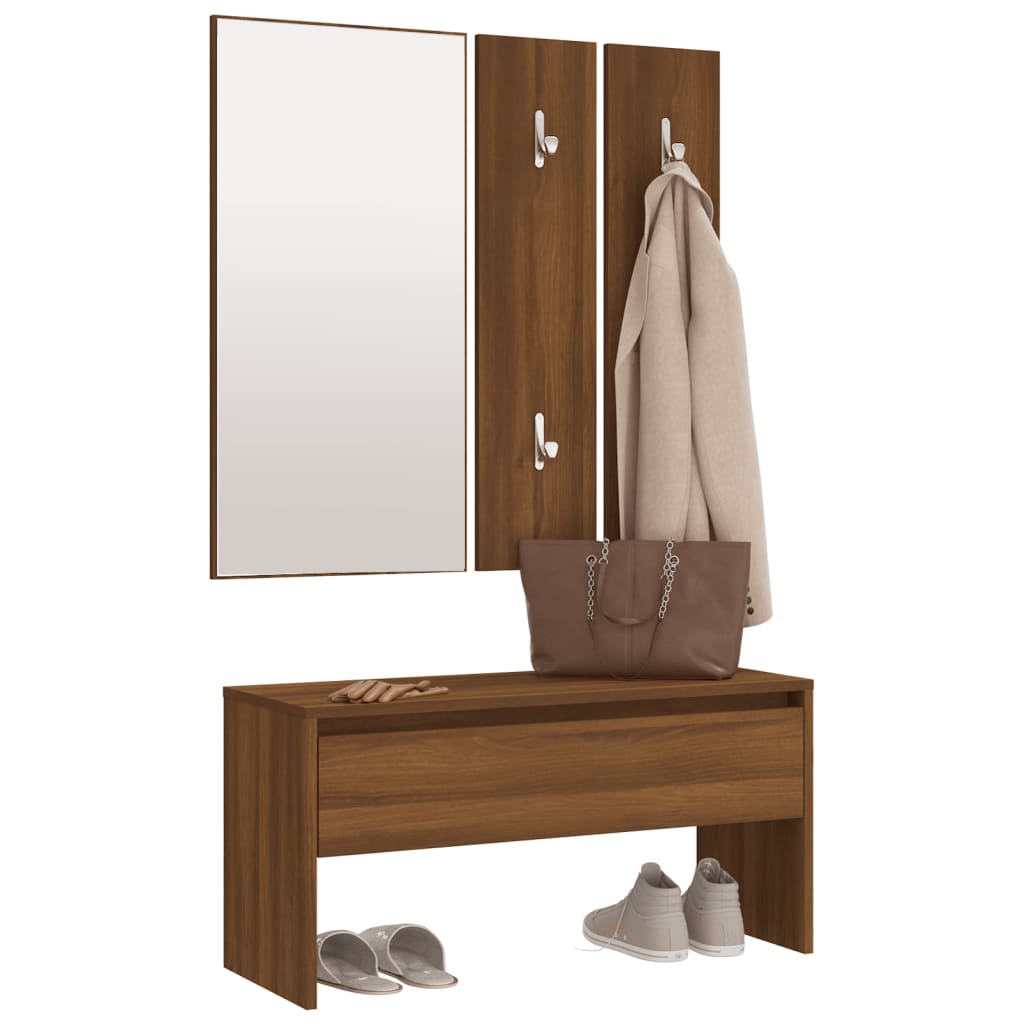 vidaXL Set de mobilier pentru hol, stejar maro, lemn prelucrat
