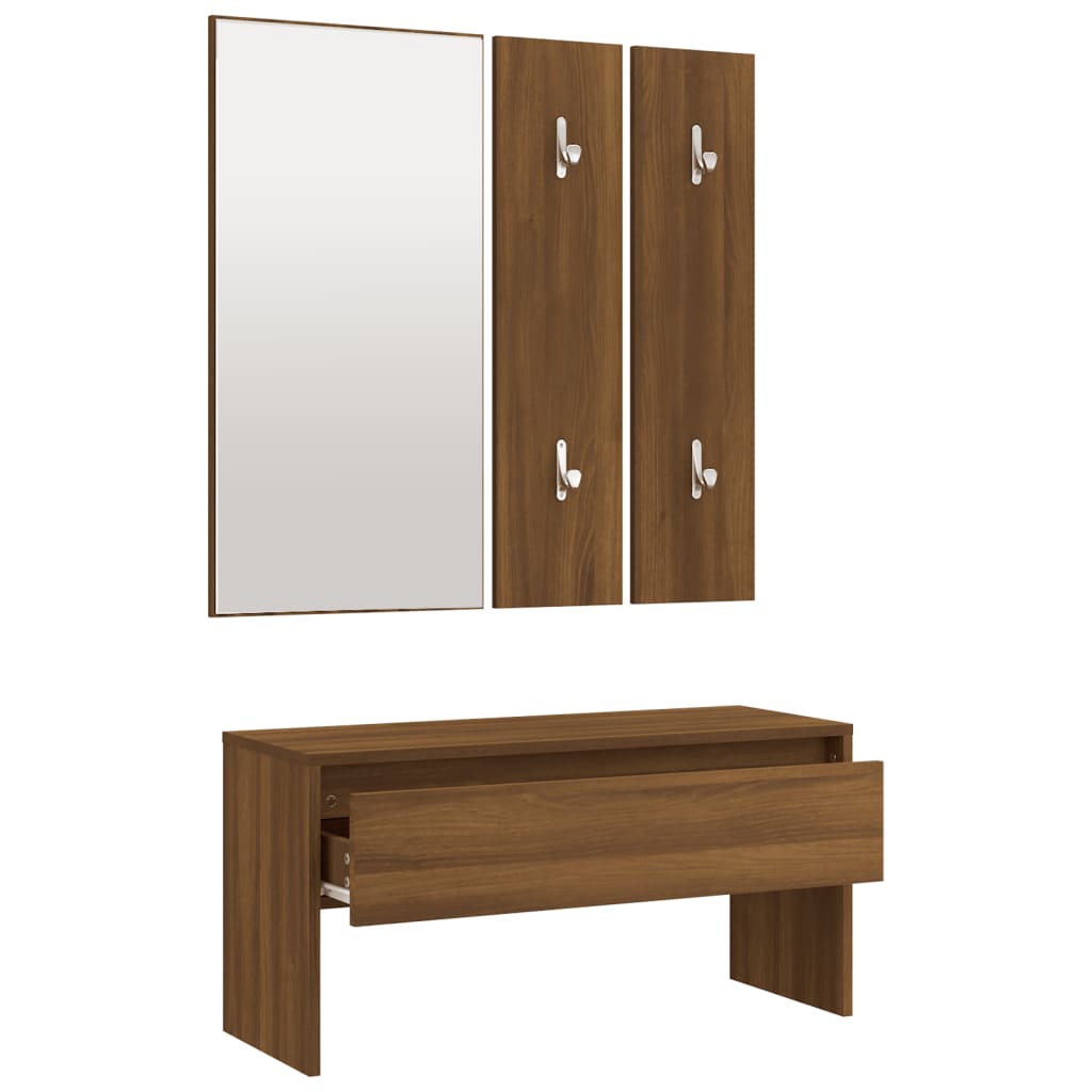 vidaXL Set de mobilier pentru hol, stejar maro, lemn prelucrat