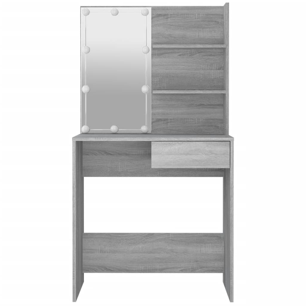 vidaXL Masă de toaletă cu LED, gri sonoma, 74,5x40x141 cm vidaXL Masă de toaletă cu LED, gri sonoma, 74,5x40x141 cm
