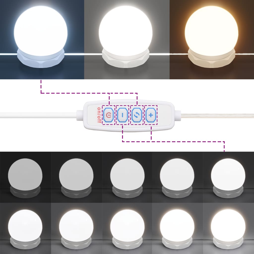 vidaXL Masă de toaletă cu LED, stejar maro, 74,5x40x141 cm vidaXL Masă de toaletă cu LED, stejar maro, 74,5x40x141 cm