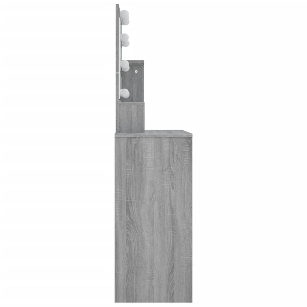 vidaXL Masă de toaletă cu LED, gri sonoma, 86,5x35x136 cm vidaXL Masă de toaletă cu LED, gri sonoma, 86,5x35x136 cm
