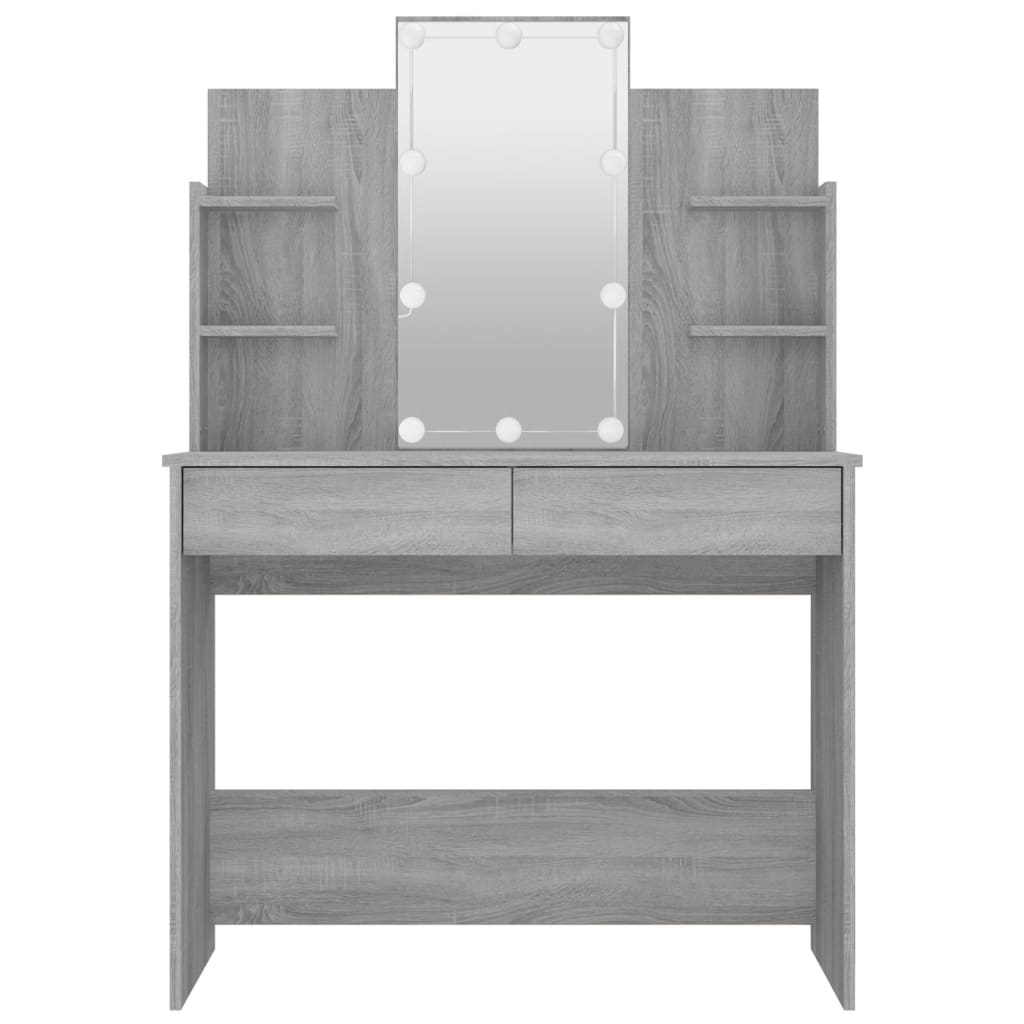 vidaXL Masă de toaletă cu LED, gri sonoma, 96x40x142 cm