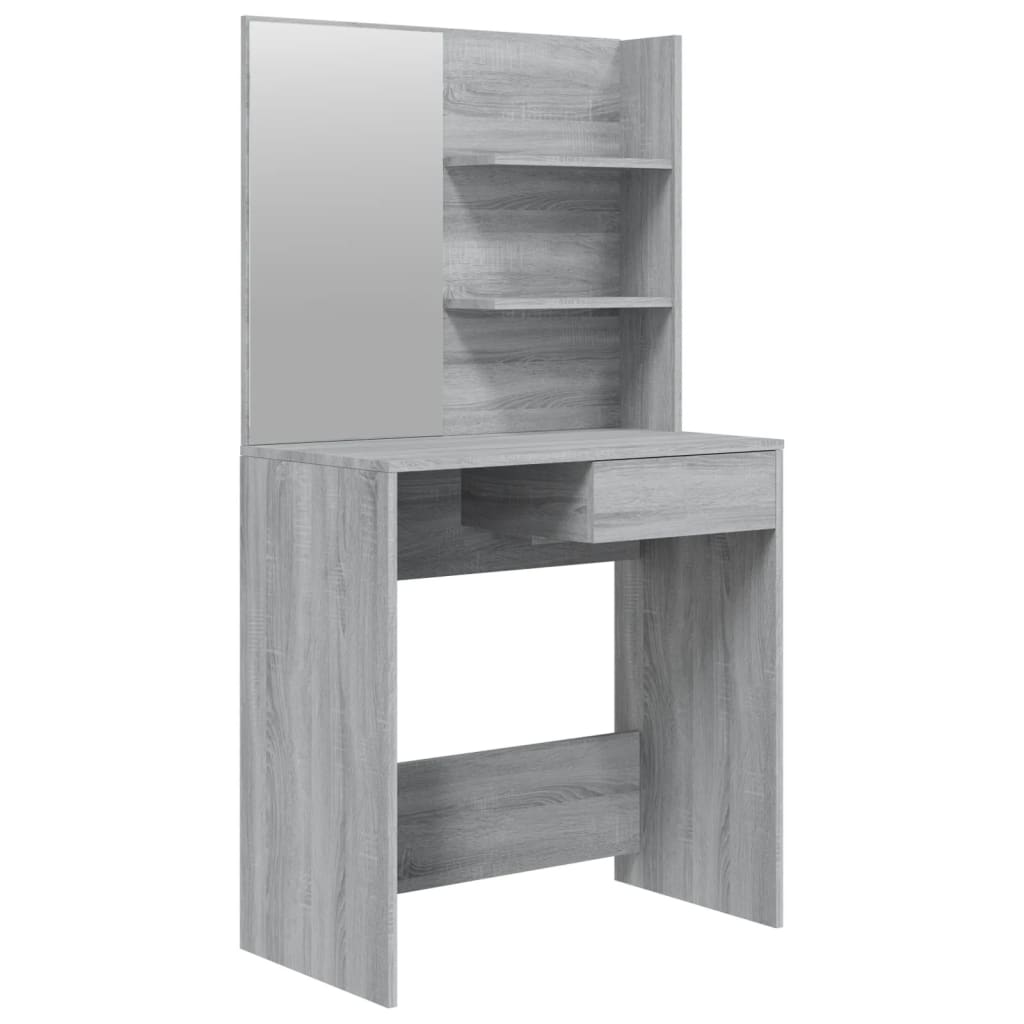 vidaXL Masă de toaletă cu oglindă, gri sonoma, 74,5x40x141 cm vidaXL Masă de toaletă cu oglindă, gri sonoma, 74,5x40x141 cm