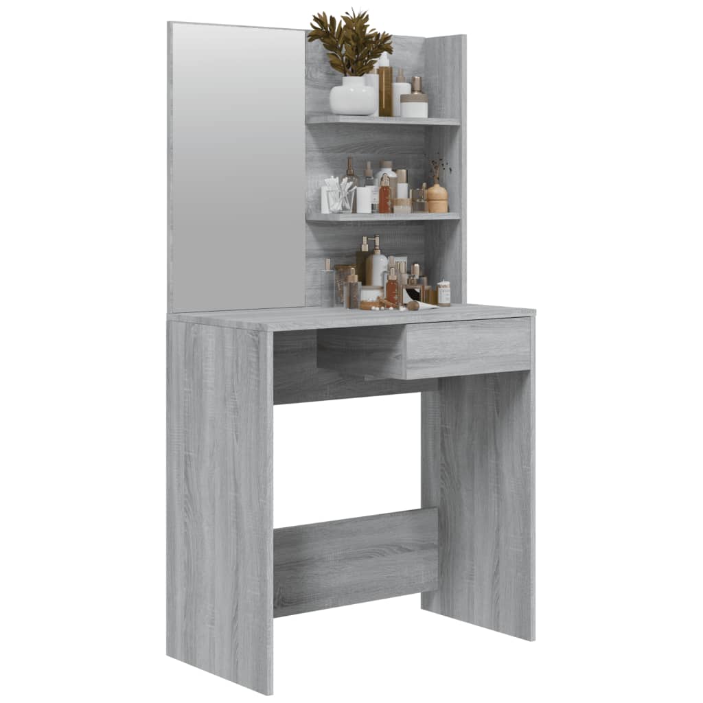 vidaXL Masă de toaletă cu oglindă, gri sonoma, 74,5x40x141 cm vidaXL Masă de toaletă cu oglindă, gri sonoma, 74,5x40x141 cm