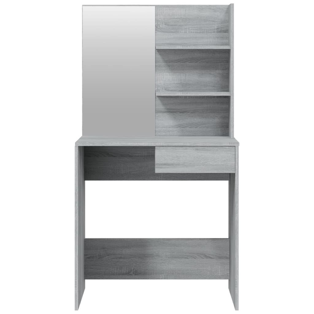 vidaXL Masă de toaletă cu oglindă, gri sonoma, 74,5x40x141 cm vidaXL Masă de toaletă cu oglindă, gri sonoma, 74,5x40x141 cm