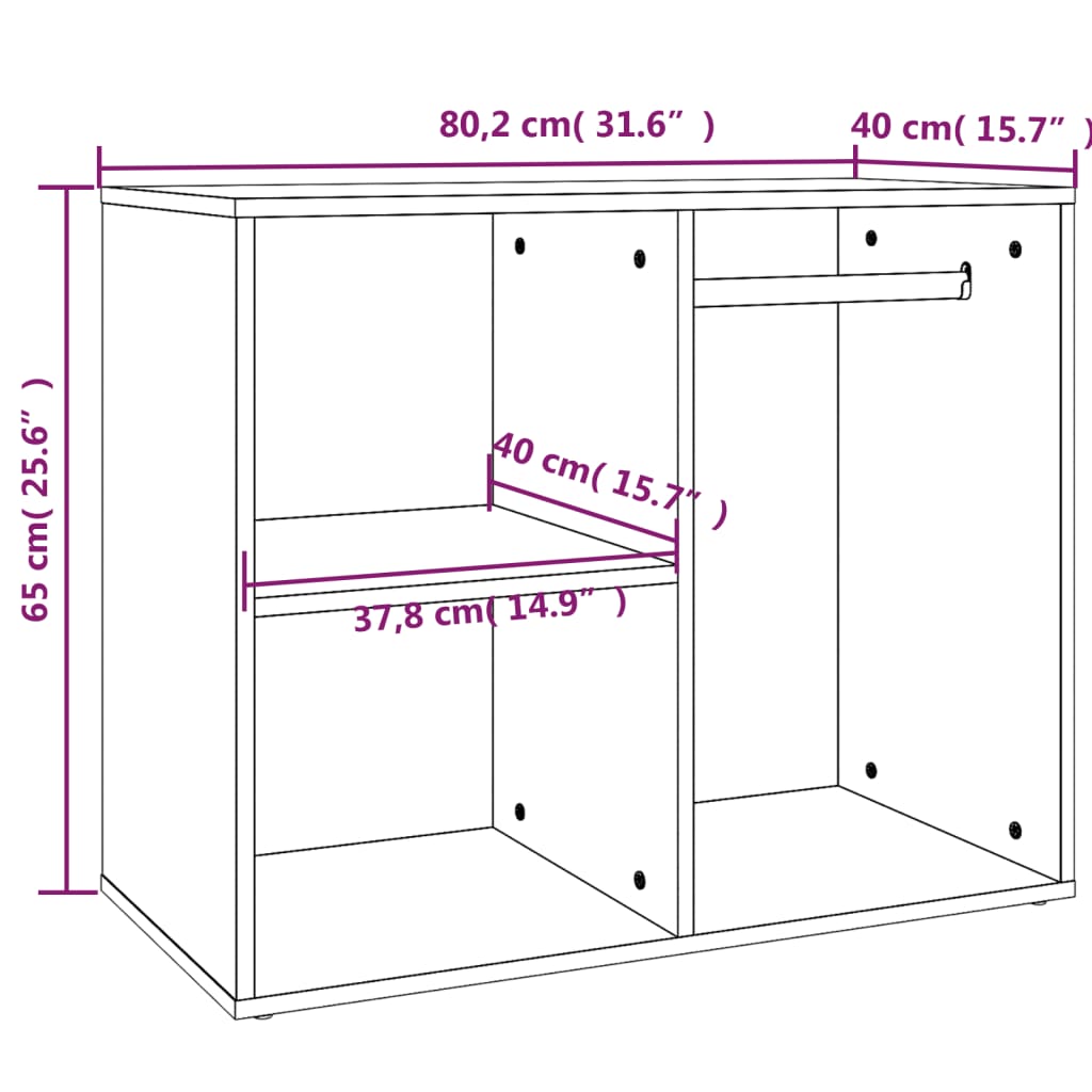 vidaXL Dulap de dressing, stejar fumuriu, 80x40x65 cm, lemn compozit vidaXL Dulap de dressing, stejar fumuriu, 80x40x65 cm, lemn compozit