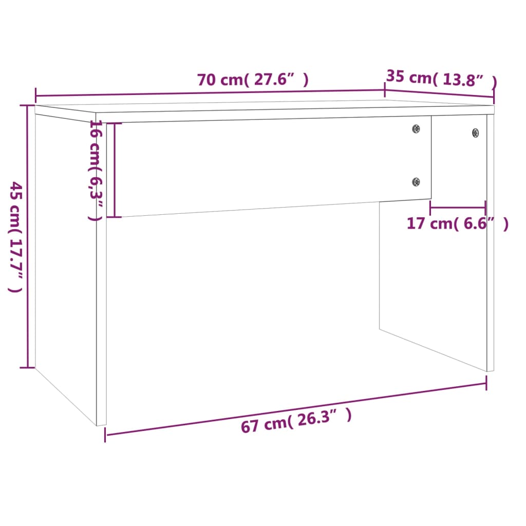 vidaXL Taburet de toaletă, stejar fumuriu, 70x35x45 cm, lemn prelucrat vidaXL Taburet de toaletă, stejar fumuriu, 70x35x45 cm, lemn prelucrat
