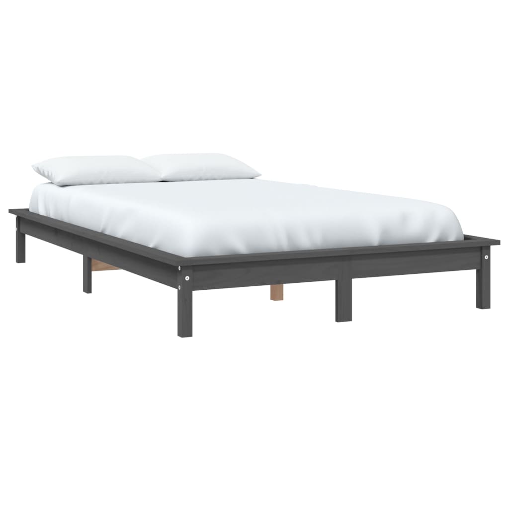 vidaXL Cadru de pat King Size, gri, 150x200 cm, lemn masiv de pin vidaXL Cadru de pat King Size, gri, 150x200 cm, lemn masiv de pin