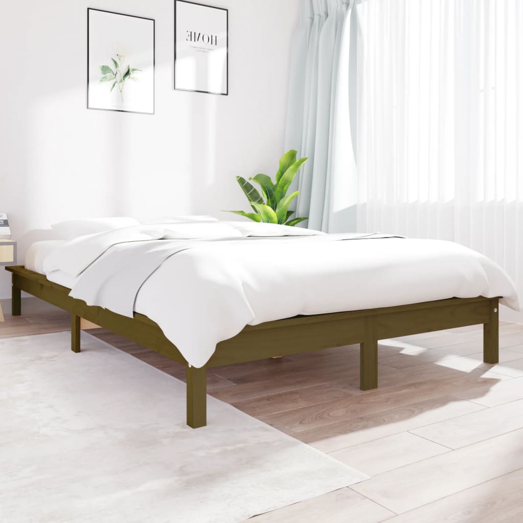 vidaXL Cadru de pat King Size maro miere 150x200 cm lemn masiv de pin vidaXL Cadru de pat King Size maro miere 150x200 cm lemn masiv de pin