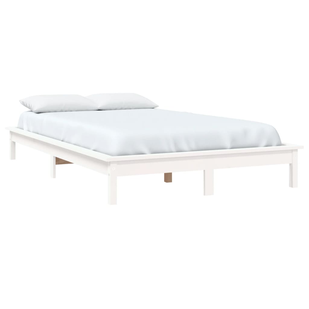 vidaXL Cadru de pat dublu mic, 120x190 cm, alb, lemn masiv de pin