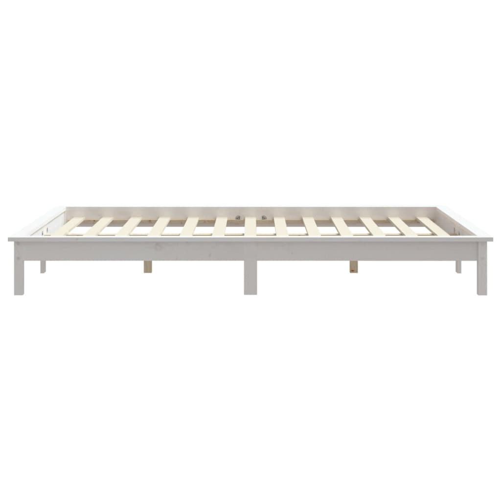 vidaXL Cadru de pat dublu mic, 120x190 cm, alb, lemn masiv de pin