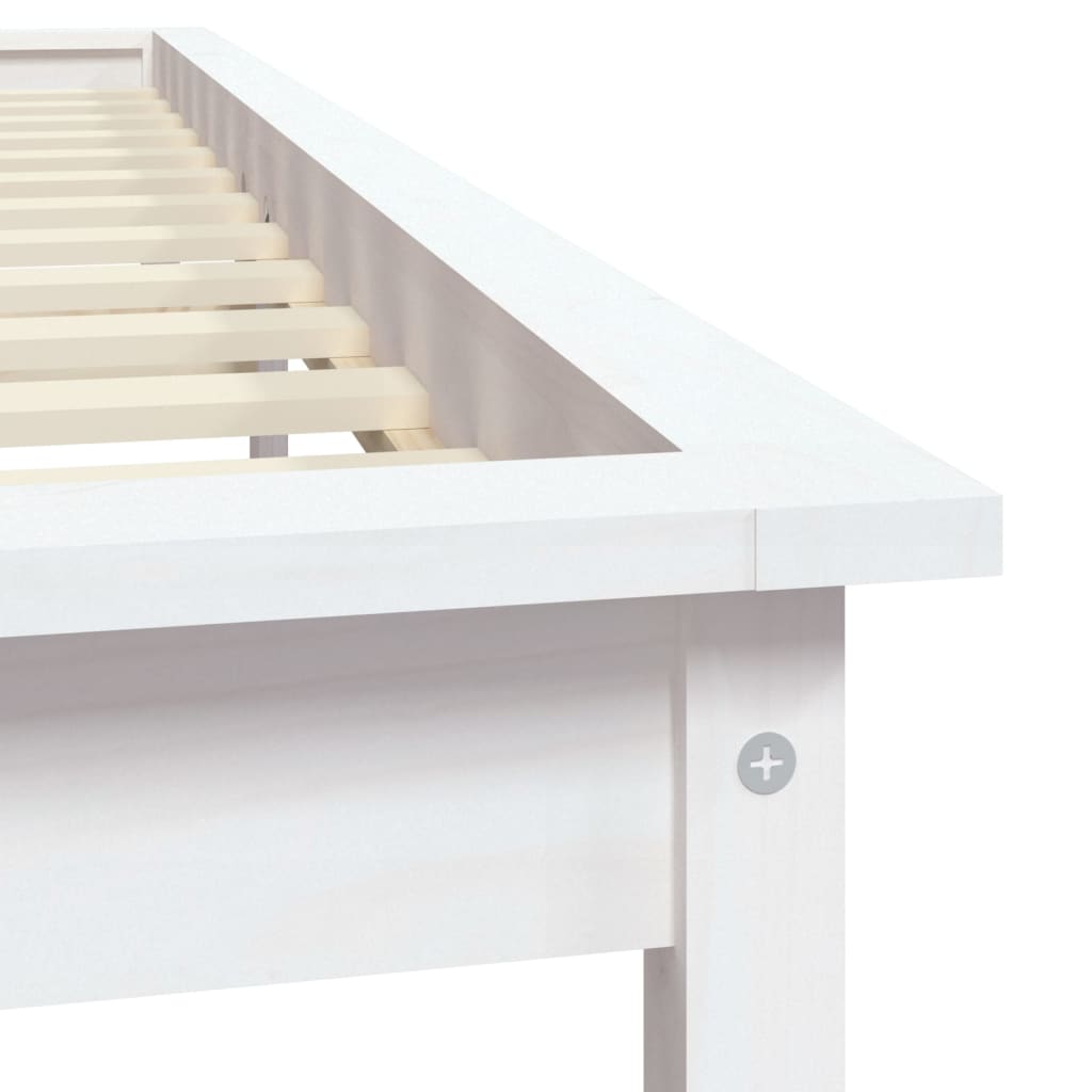 vidaXL Cadru de pat dublu mic, 120x190 cm, alb, lemn masiv de pin
