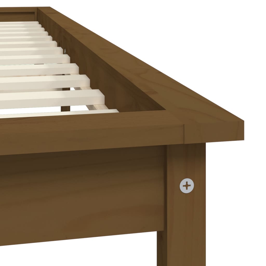 vidaXL Cadru de pat dublu, maro miere, 135x190 cm, lemn masiv de pin