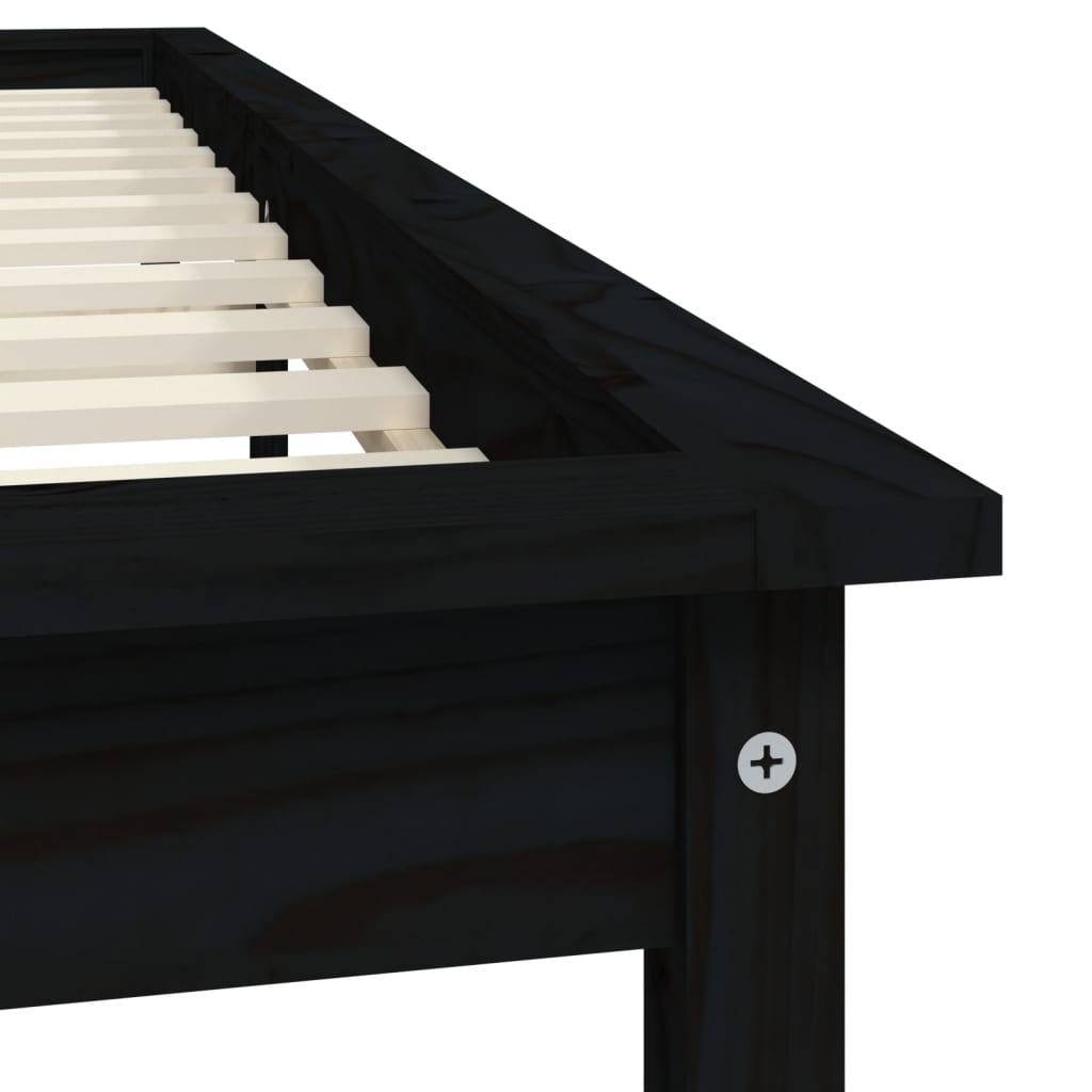vidaXL Cadru de pat dublu, negru, 135x190 cm, lemn masiv de pin vidaXL Cadru de pat dublu, negru, 135x190 cm, lemn masiv de pin