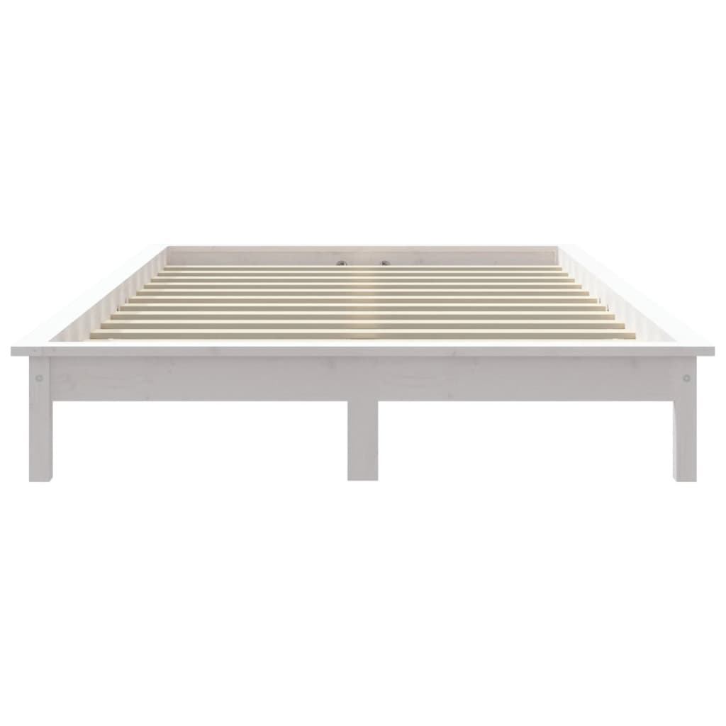 vidaXL Cadru de pat fără saltea, alb, 140x190 cm, lemn masiv de pin