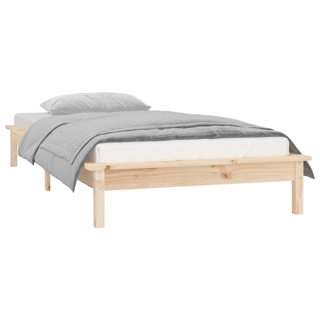 vidaXL Cadru de pat cu LED, 90x200 cm, lemn masiv vidaXL Cadru de pat cu LED, 90x200 cm, lemn masiv