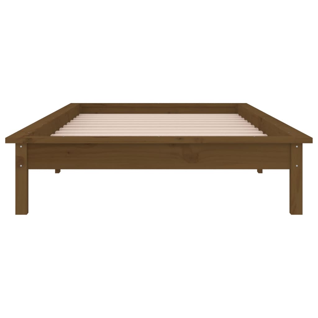 vidaXL Cadru de pat cu LED, maro miere, 90x200 cm, lemn masiv