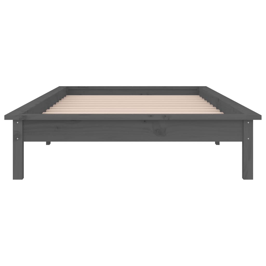 vidaXL Cadru de pat cu LED, gri, 100x200 cm, lemn masiv vidaXL Cadru de pat cu LED, gri, 100x200 cm, lemn masiv