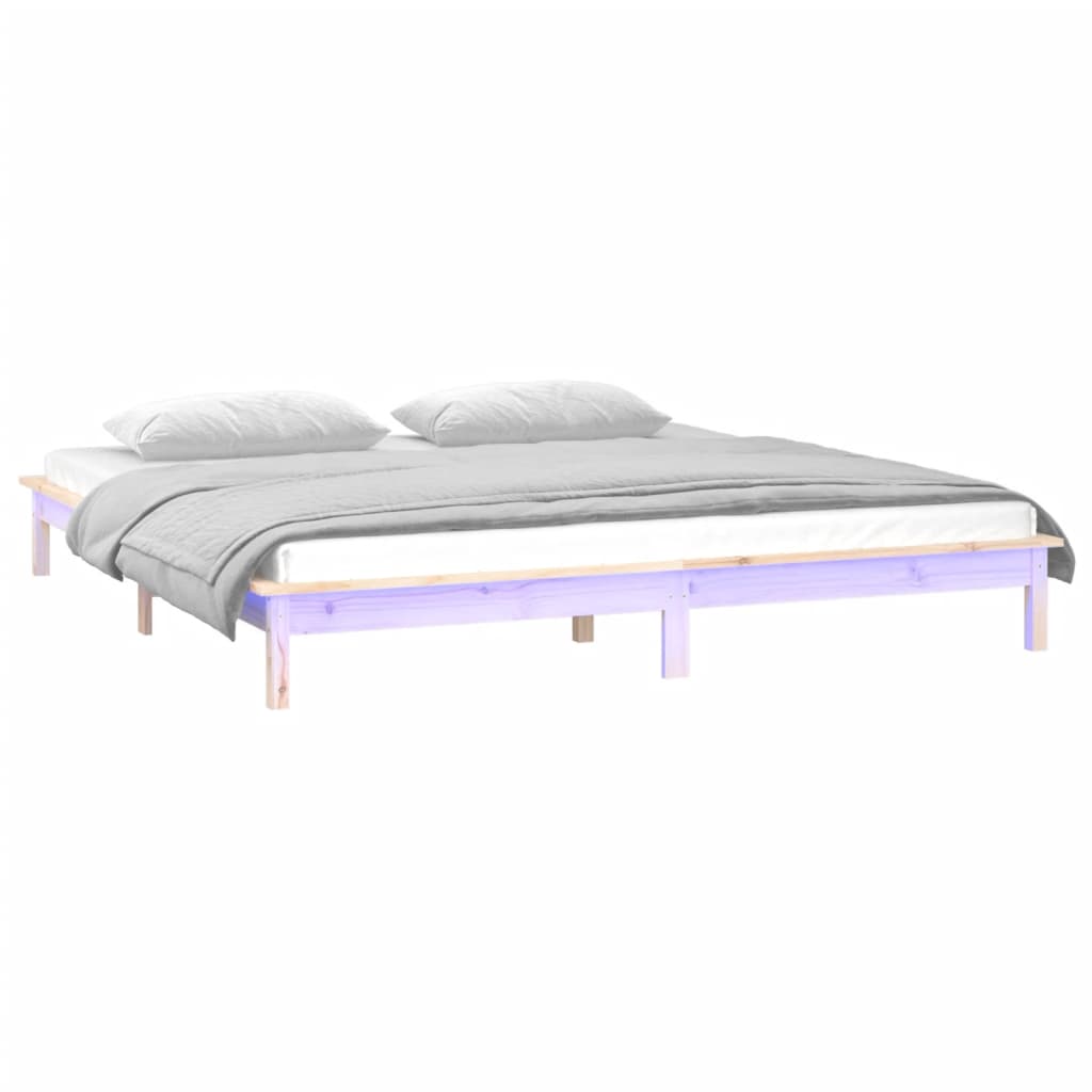 vidaXL Cadru de pat cu LED, 120x200 cm, lemn masiv vidaXL Cadru de pat cu LED, 120x200 cm, lemn masiv
