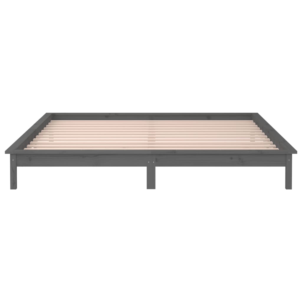 vidaXL Cadru de pat cu LED, gri, 120x200 cm, lemn masiv