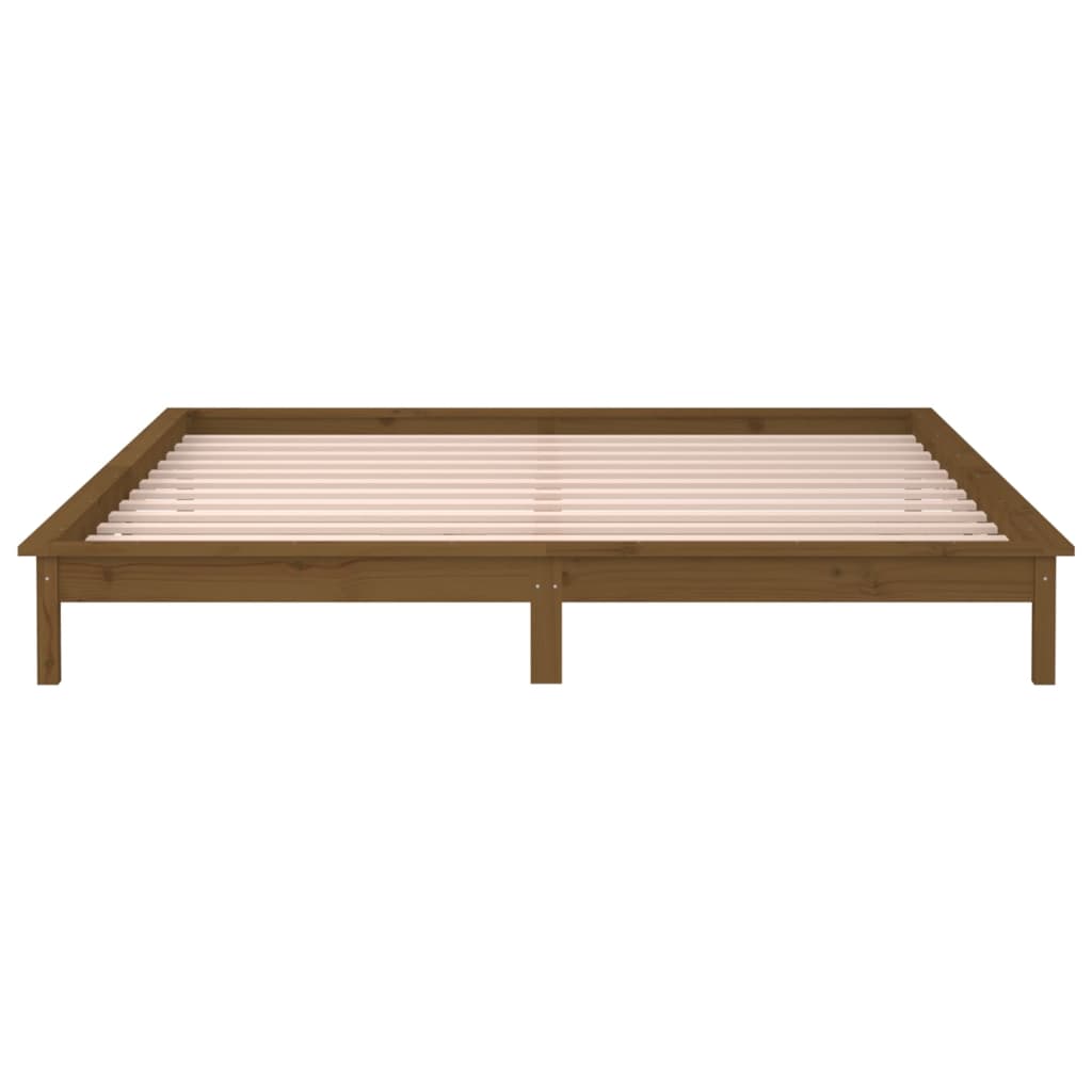 vidaXL Cadru de pat cu LED, maro miere, 120x200 cm, lemn masiv vidaXL Cadru de pat cu LED, maro miere, 120x200 cm, lemn masiv