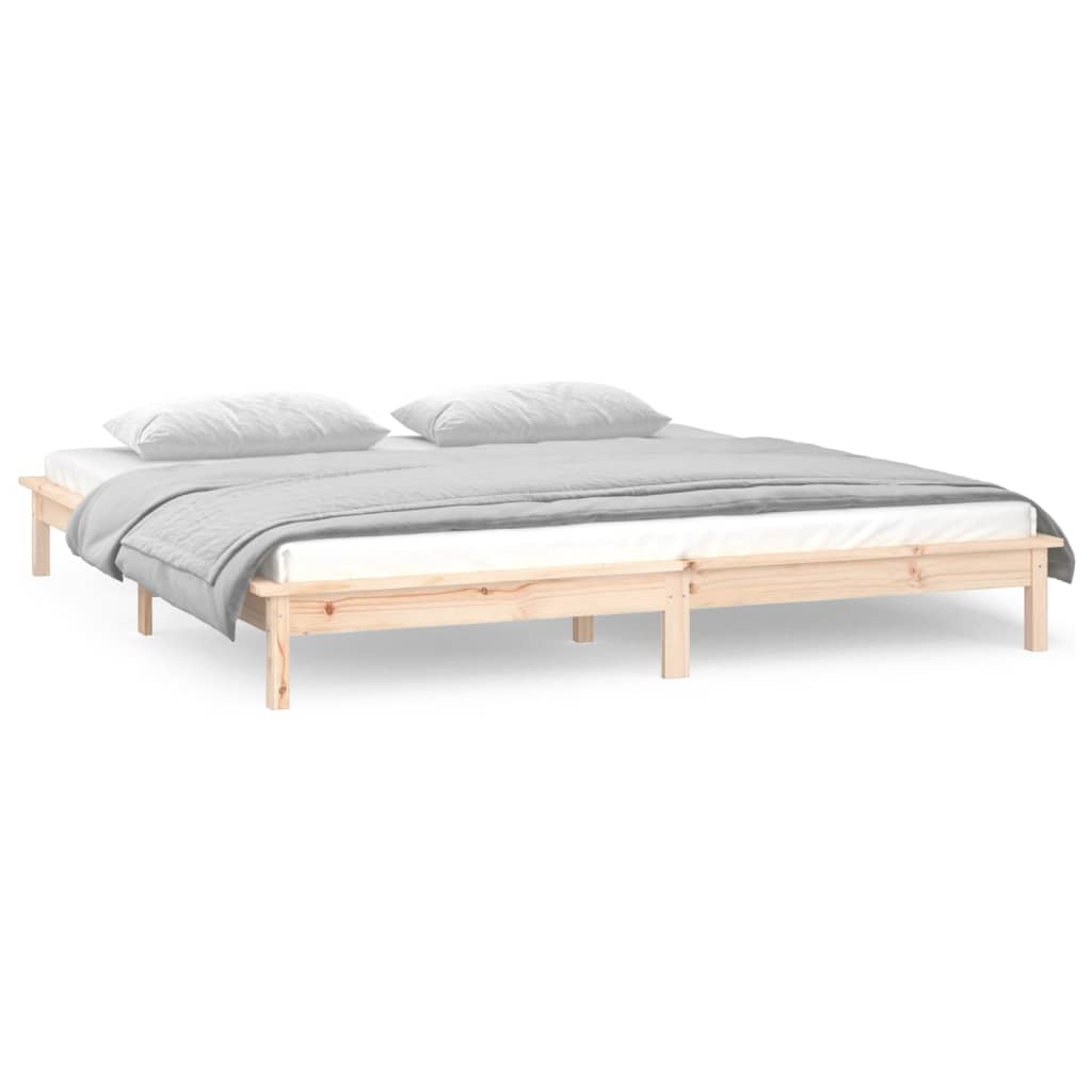 vidaXL Cadru de pat cu LED, 140x200 cm, lemn masiv vidaXL Cadru de pat cu LED, 140x200 cm, lemn masiv