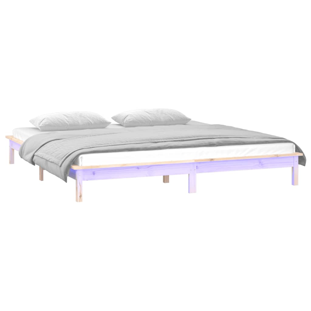 vidaXL Cadru de pat cu LED, 160x200 cm, lemn masiv vidaXL Cadru de pat cu LED, 160x200 cm, lemn masiv