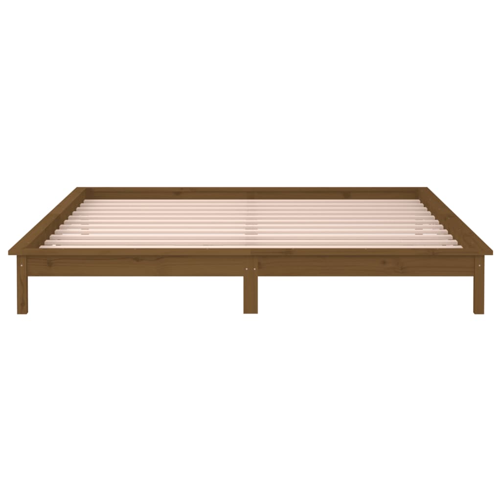 vidaXL Cadru de pat cu LED, maro miere, 160x200 cm, lemn masiv vidaXL Cadru de pat cu LED, maro miere, 160x200 cm, lemn masiv