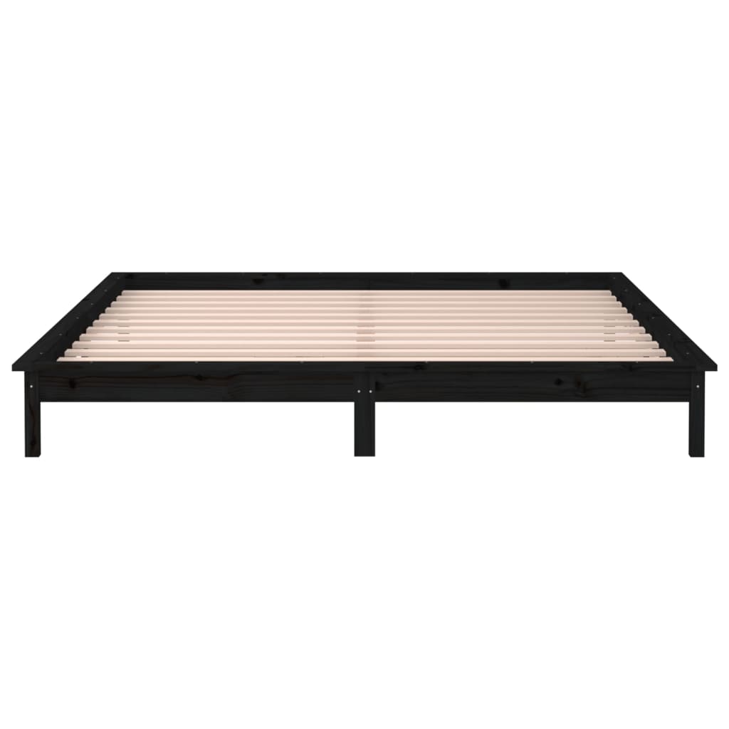 vidaXL Cadru de pat cu LED, negru, 200x200 cm, lemn masiv