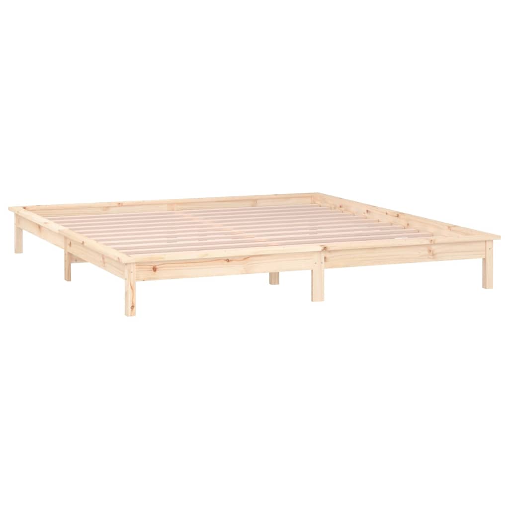 vidaXL Cadru de pat cu LED mic dublu, 120x190 cm, lemn masiv vidaXL Cadru de pat cu LED mic dublu, 120x190 cm, lemn masiv